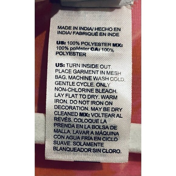 Chicos Top Womens Large Pink Orange Tie-Dye Beaded Tunic Sheer Boho Flowy Beachy - Picture 5 of 6